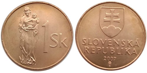 1 крона 2007 Словакия