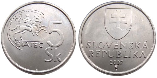 5 крон 2007 Словакия