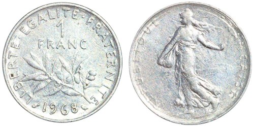 1 франк 1968 Франция