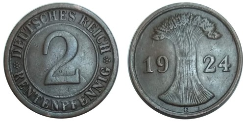 2 рентенпфеннига 1924 «E» Германия