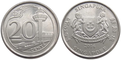 20 центов 2014 Сингапур
