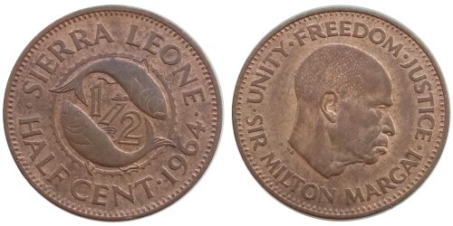 1/2 цента 1964 Сьерра-Леоне