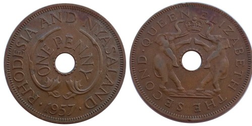 1 пенни 1957 Родезия и Ньясаленд