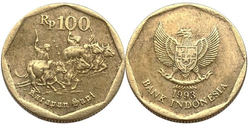 100 рупий 1993 Индонезия