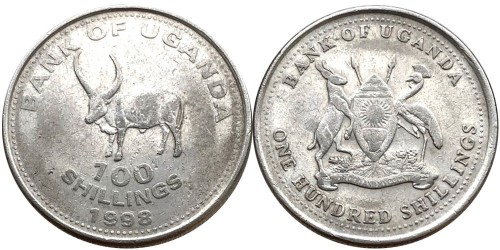 100 шиллингов 1998 Уганда