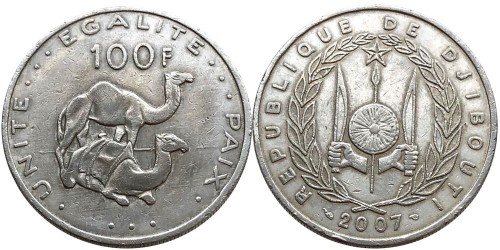 100 франков 2007 Джибути