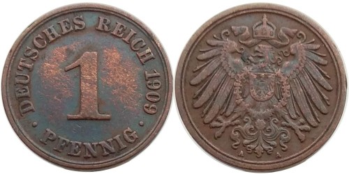 1 пфенниг 1909 «А» Германская империя