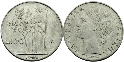 100 лир 1966 Италия