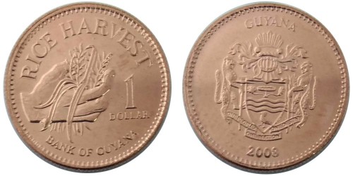 1 доллар 2008 Гайана UNC