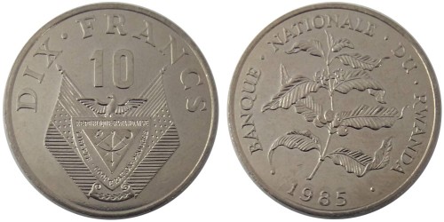 10 франков 1985 Руанда UNC