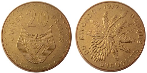 20 франков 1977 Руанда UNC