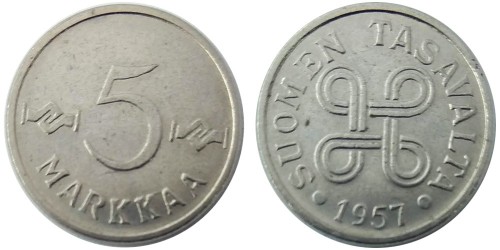 5 марок 1957 Финляндия