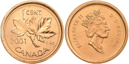 1 цент 2001 Канада