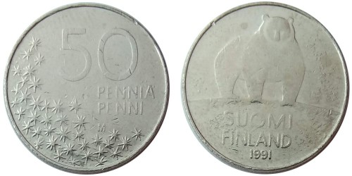 50 пенни 1991 Финляндия