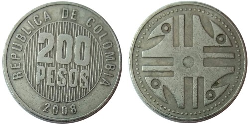 200 песо 2008 Колумбия