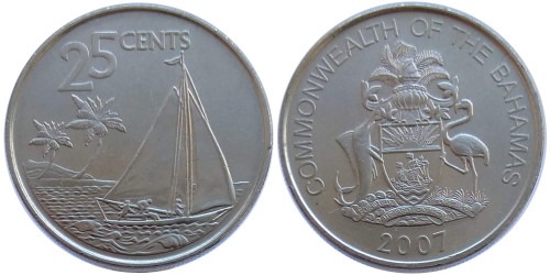 25 центов 2007 Багамские Острова
