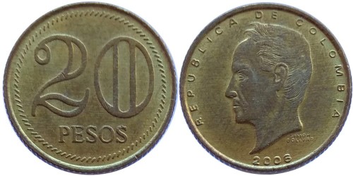 20 песо 2006 Колумбия