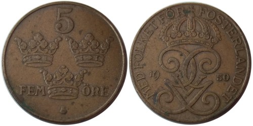 5 эре 1950 Швеция — бронза