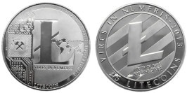 Сувенирная монета 25 Лайткоинов — 25 Litecoins 2013 в капсуле — стального цвета