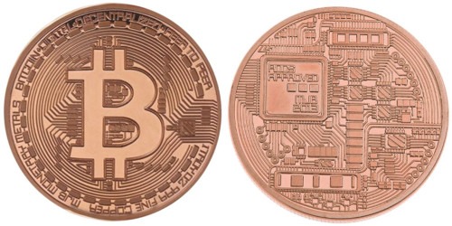 Сувенирная монета Биткоин — Bitcoin 2013 в капсуле — медного цвета