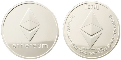 Сувенирная монета Ethereum в капсуле — стального цвета
