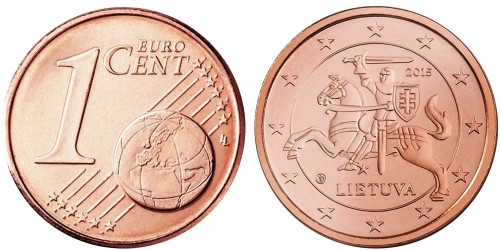 1 евроцент 2015 Литва UNC