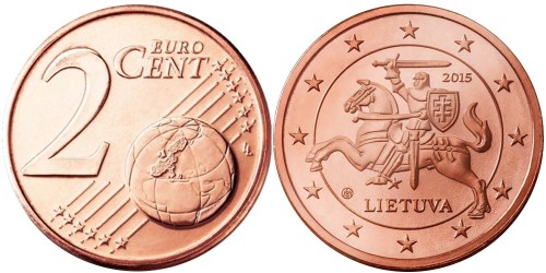 2 евроцента 2015 Литва UNC