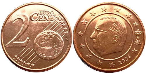 2 евроцента 2004 Бельгия UNC