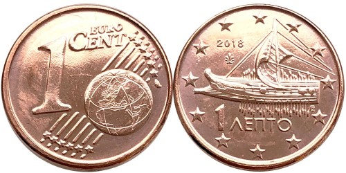 1 евроцент 2018 Греция UNC