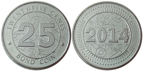 25 центов 2014 Зимбабве UNC