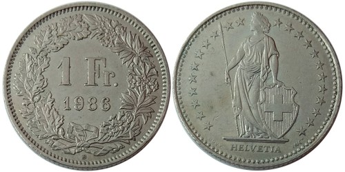 1 франк 1986 Швейцария