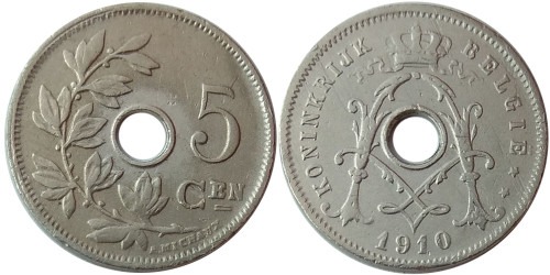 5 сантимов 1910 Бельгия (VL)