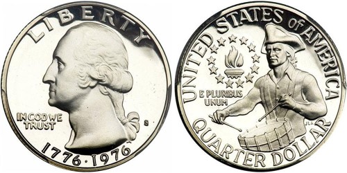25 центов 1976 S США — 200 лет независимости США — серебро