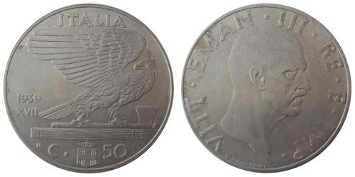 50 чентезимо 1939 Италия — магнитная — XVII