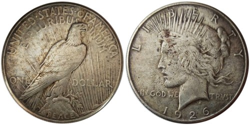 1 доллар 1926 S США — Peace Dollar — серебро №1