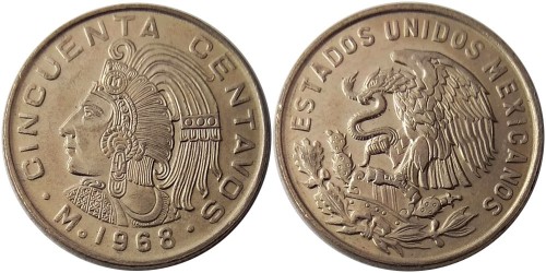 50 сентаво 1968 Мексика