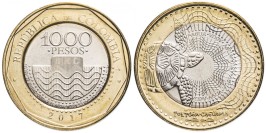 1000 песо 2017 Колумбия — Черепаха UNC