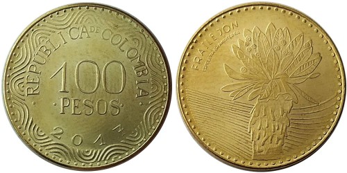 100 песо 2017 Колумбия -Цветок эспелетия UNC