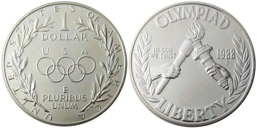 1 доллар 1988 S США — XXIV летние Олимпийские Игры — Сеул 1988 — серебро