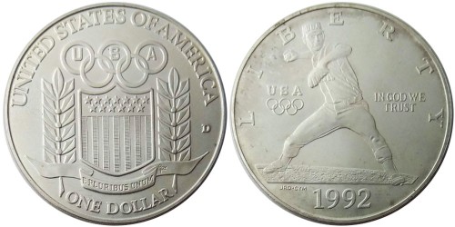 1 доллар 1992 D США — XXV летние Олимпийские Игры, Барселона 1992 — серебро
