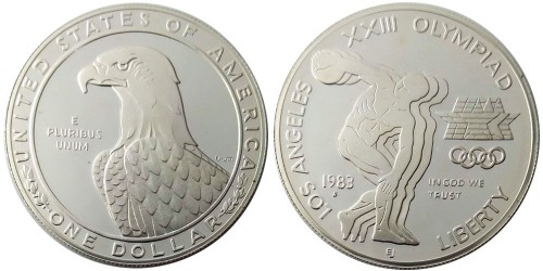 1 доллар 1983 S США — XXIII летние Олимпийские Игры — Дискобол — серебро №1