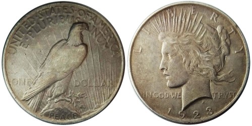 1 доллар 1923 США — Peace Dollar — серебро