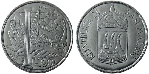 100 лир 1973 Сан-Марино UNC