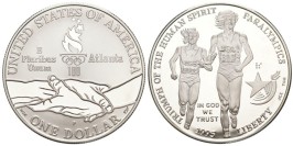 1 доллар 1995 P США — X летние Паралимпийские Игры, Атланта 1996 — Бег — серебро №1