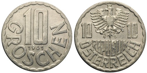 10 грошей 1961 Австрия