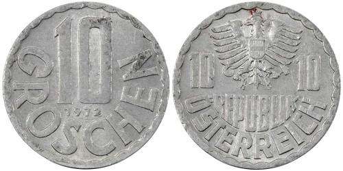 10 грошей 1972 Австрия