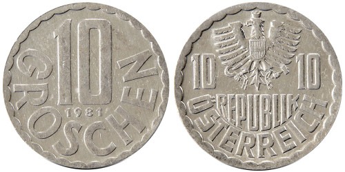 10 грошей 1981 Австрия
