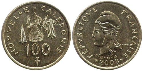 100 франков 2008 Новая Каледония