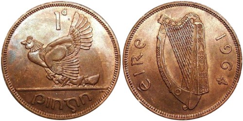 1 пенни 1964 Ирландия