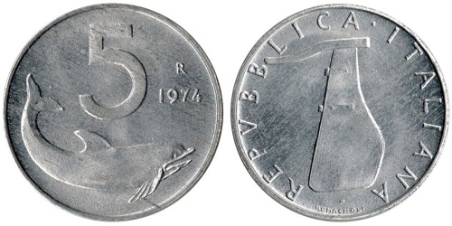 5 лир 1974 Италия
